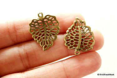 5 x Bronze Tone Leaves Pendant Charms